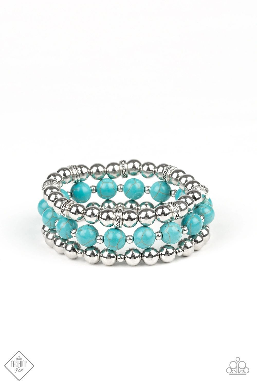 Paparazzi&nbsp;Sandstone Serendipity Blue Stretch Bracelet&nbsp;- Fashion Fix Simply Santa Fe December 2019