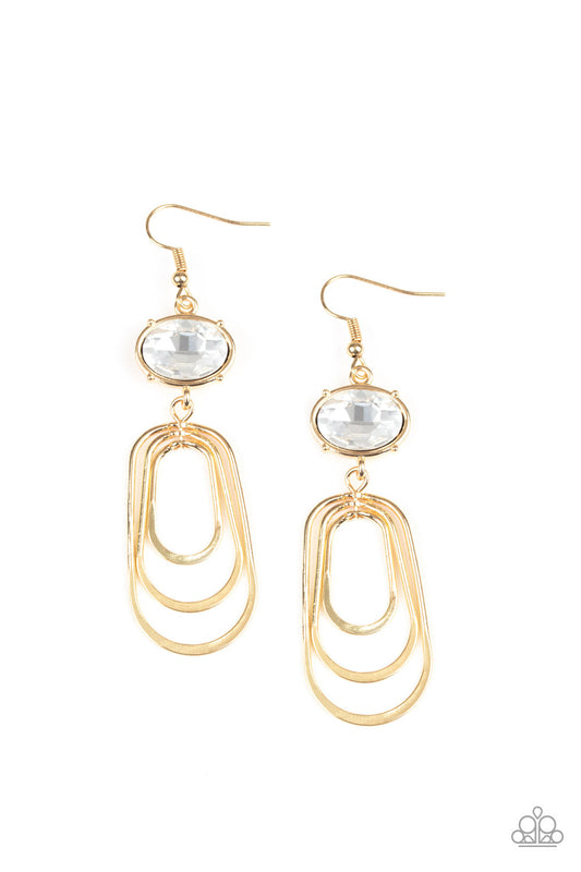 Paparazzi Drop-Dead Glamorous Gold Fishhook Earrings
