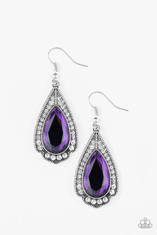 Paparazzi Superstar Stardom Purple Fishhook Earrings