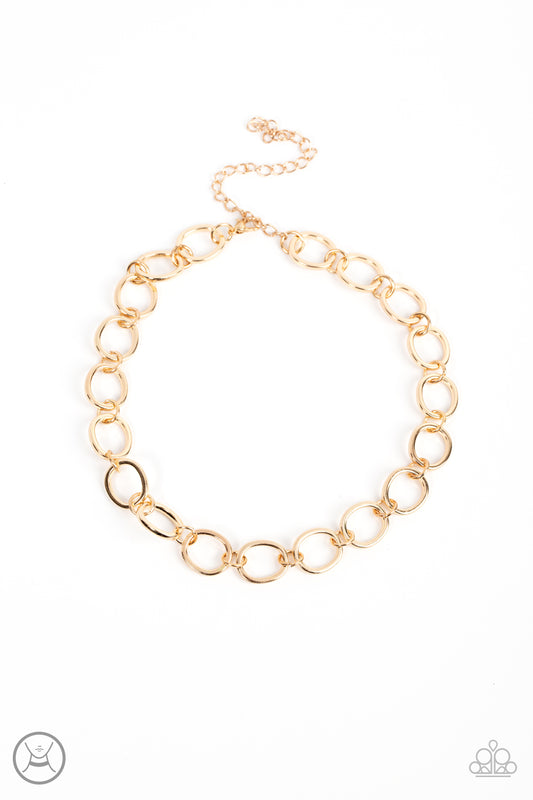 Paparazzi 90s Nostalgia Gold Choker Necklace - P2CH-GDXX-084XX