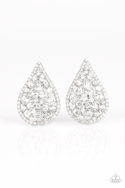 Paparazzi REIGN-Storm White Post Earrings