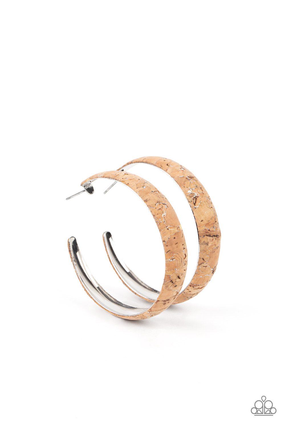 Paparazzi A CORK In The Road Silver Post Hoop Earrings - P5HO-SVXX-256XX