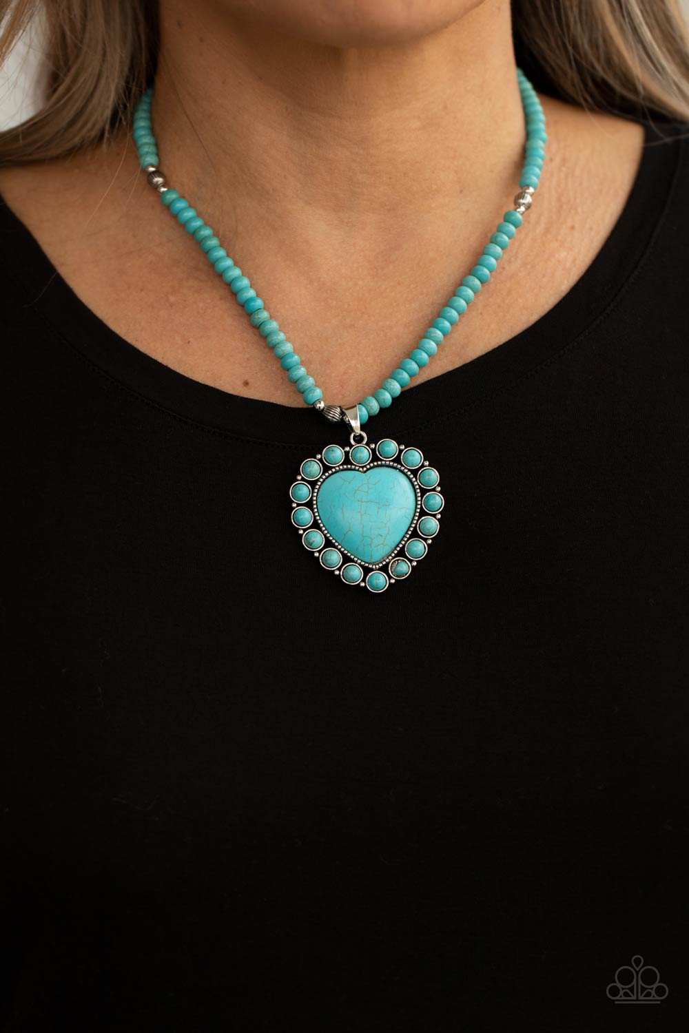 Paparazzi A Heart Of Stone Blue Short Necklace - Life Of The Party Exclusive April 2021