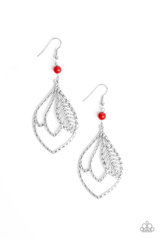 Paparazzi Absolutely Airborne Red Fishhook Earrings - P5SE-RDXX-124XX