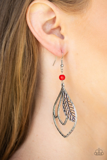 Paparazzi Absolutely Airborne Red Fishhook Earrings - P5SE-RDXX-124XX