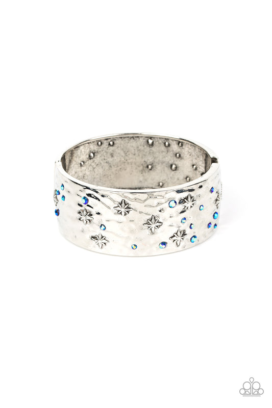 Paparazzi Across the Constellations Blue Hinged Cuff Bracelet - P9ST-BLXX-027XX