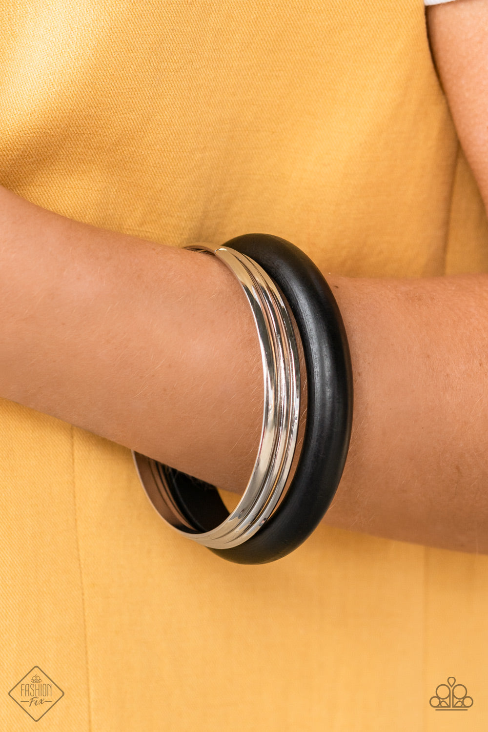 Paparazzi Adventurous Attitude Black Bangle Bracelet - Fashion Fix Sunset Sightings February 2022