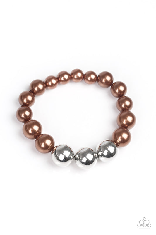 Paparazzi All Dressed UPTOWN Brown Stretch Bracelet