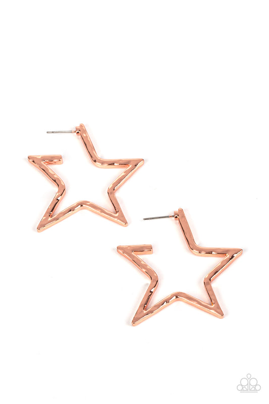 Paparazzi All-Star Attitude Copper Post Hoop Earrings - P5HO-CPSH-167XX