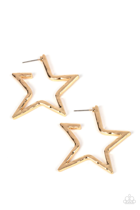 Paparazzi All-Star Attitude Gold Post Hoop Earrings - P5HO-GDXX-282XX