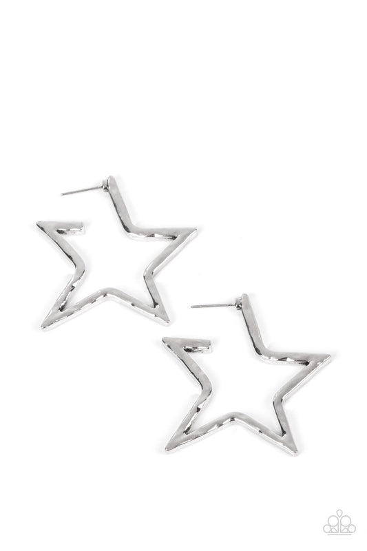 Paparazzi All-Star Attitude Silver Post Hoop Earrings - P5HO-SVXX-340XX