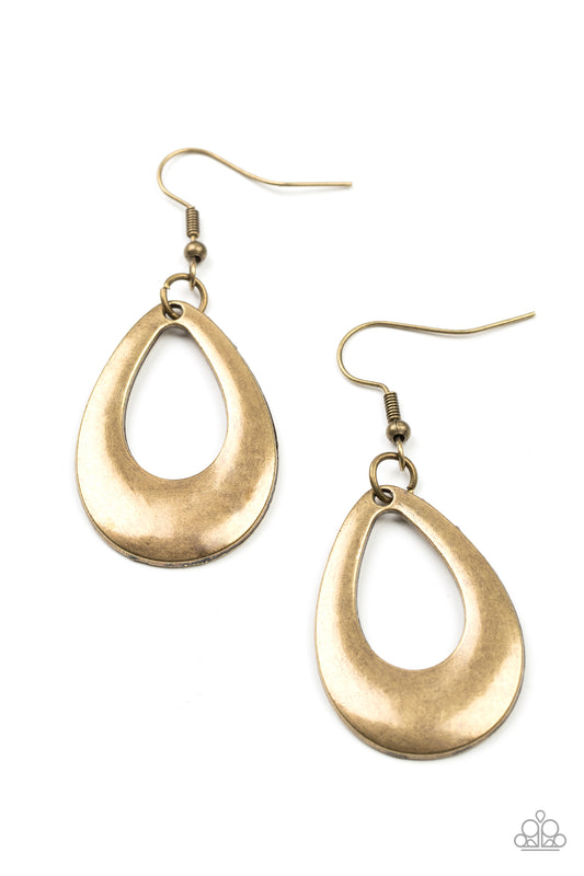 Paparazzi All Allure, All The Time Brass Fishhook Earrings - P5DA-BRXX-045XX