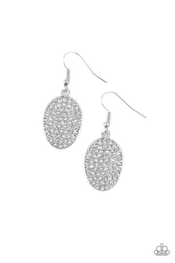 Paparazzi All Dazzle White Fishhook Earrings