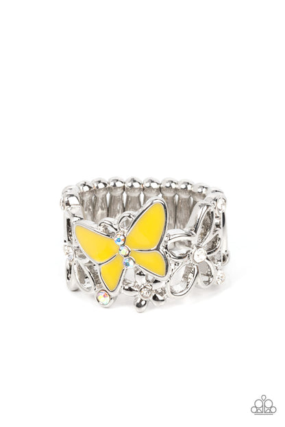 Paparazzi All FLUTTERED Up Yellow Ring - P4WH-YWXX-150XX