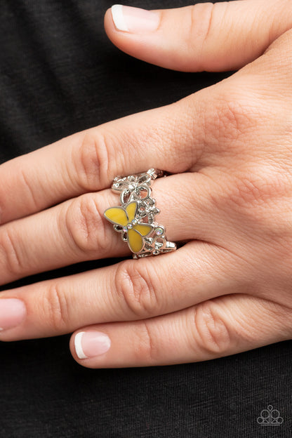 Paparazzi All FLUTTERED Up Yellow Ring - P4WH-YWXX-150XX