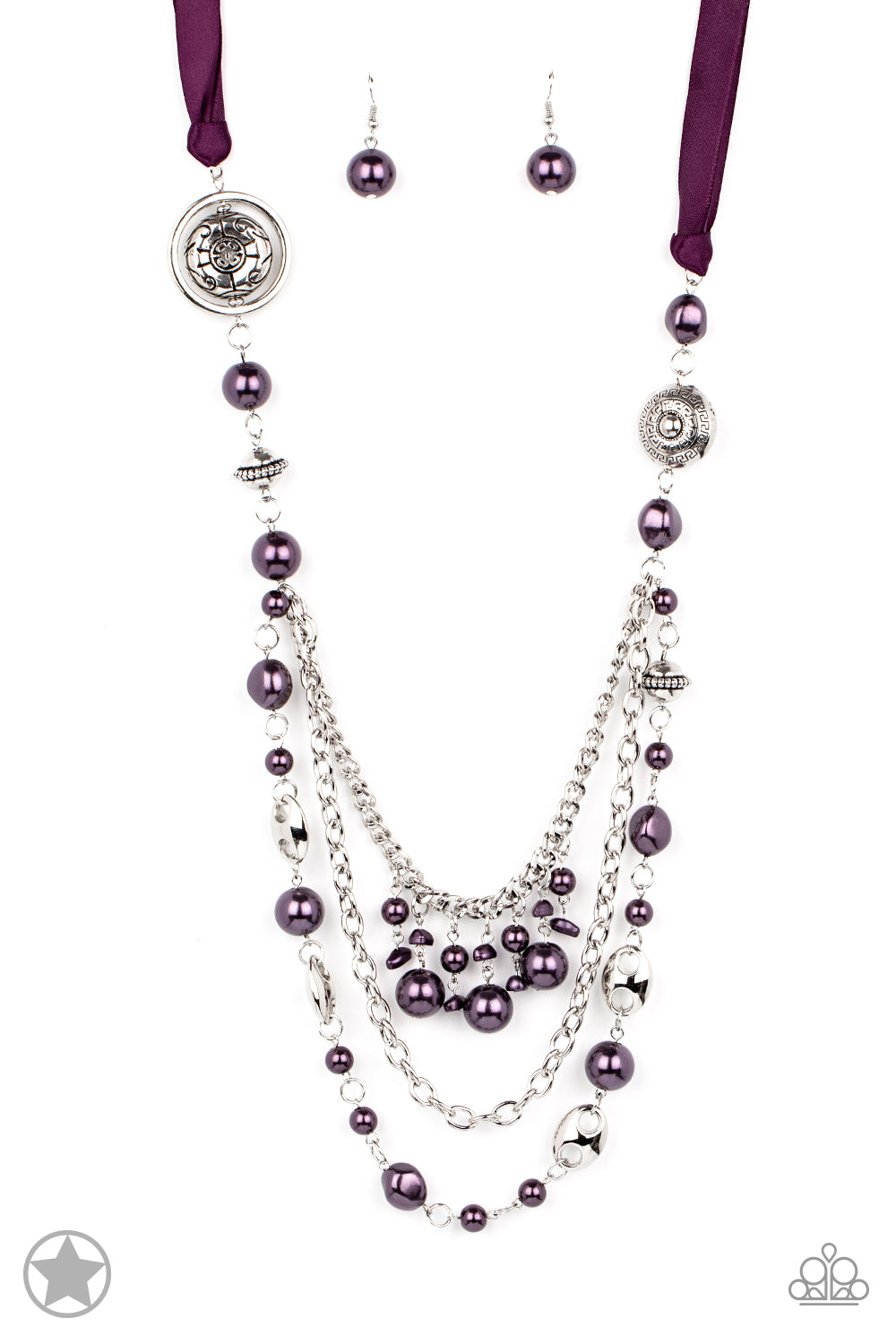 Paparazzi All The Trimmings Purple Ribbon Blockbuster Long Necklace