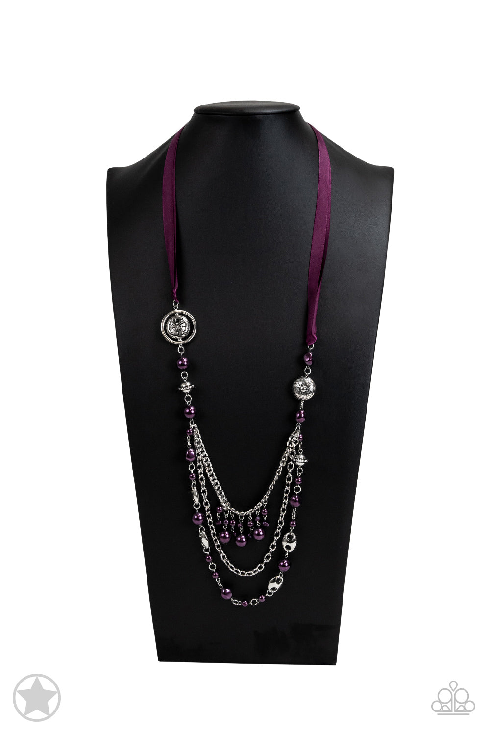 Paparazzi All The Trimmings Purple Ribbon Blockbuster Long Necklace