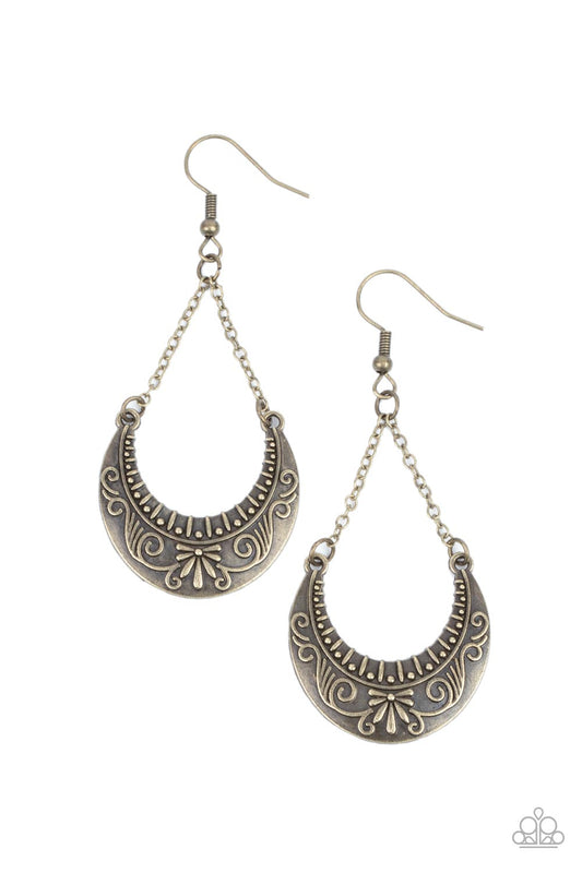 Paparazzi All in the PASTURE Brass Fishhook Earrings - P5BA-BRXX-048XX