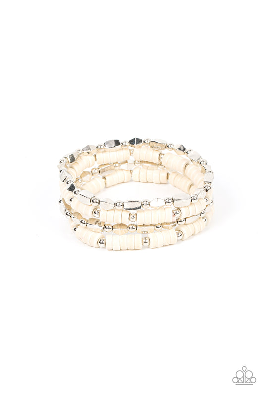 Paparazzi Anasazi Apothecary White Stretch Bracelet - P9SE-WTXX-228XX