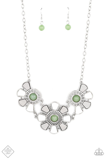 Paparazzi Aquatic Garden Green Short Necklace - Fashion Fix Glimpses of Malibu March 2022 - P2ST-GRXX-113IC