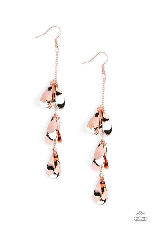 Paparazzi Arrival CHIME Copper Fishhook Earrings - P5WH-CPSH-154XX