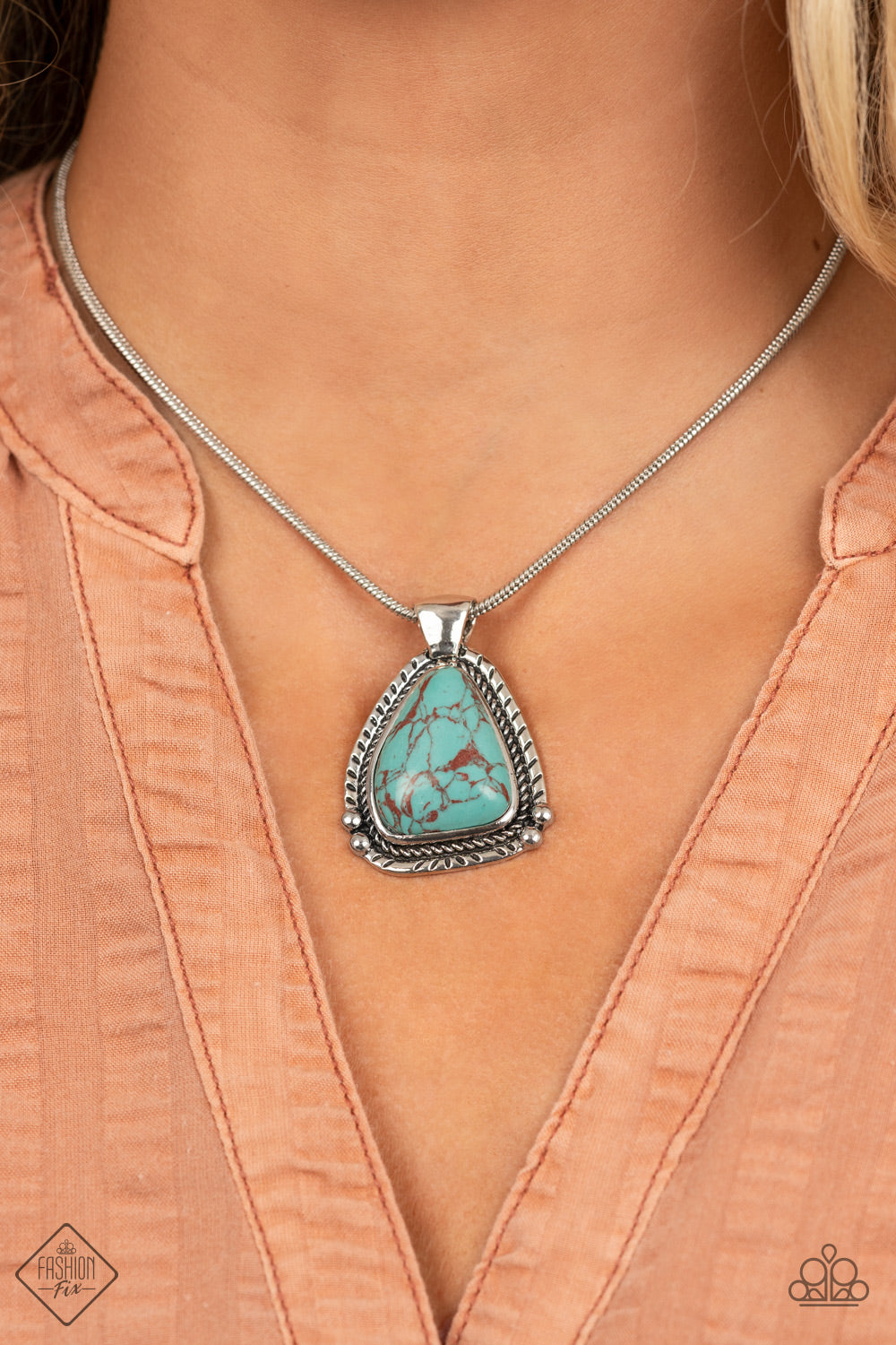 Paparazzi Artisan Adventure Blue Stone Short Necklace - Fashion Fix Simply Santa Fe September 2021 - P2SE-BLXX-495DM