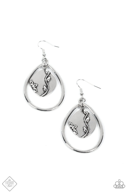 Paparazzi Artisan Refuge Silver Fishhook Earrings - Fashion Fix Simply Santa Fe May 2022 - P5BA-SVXX-162IK