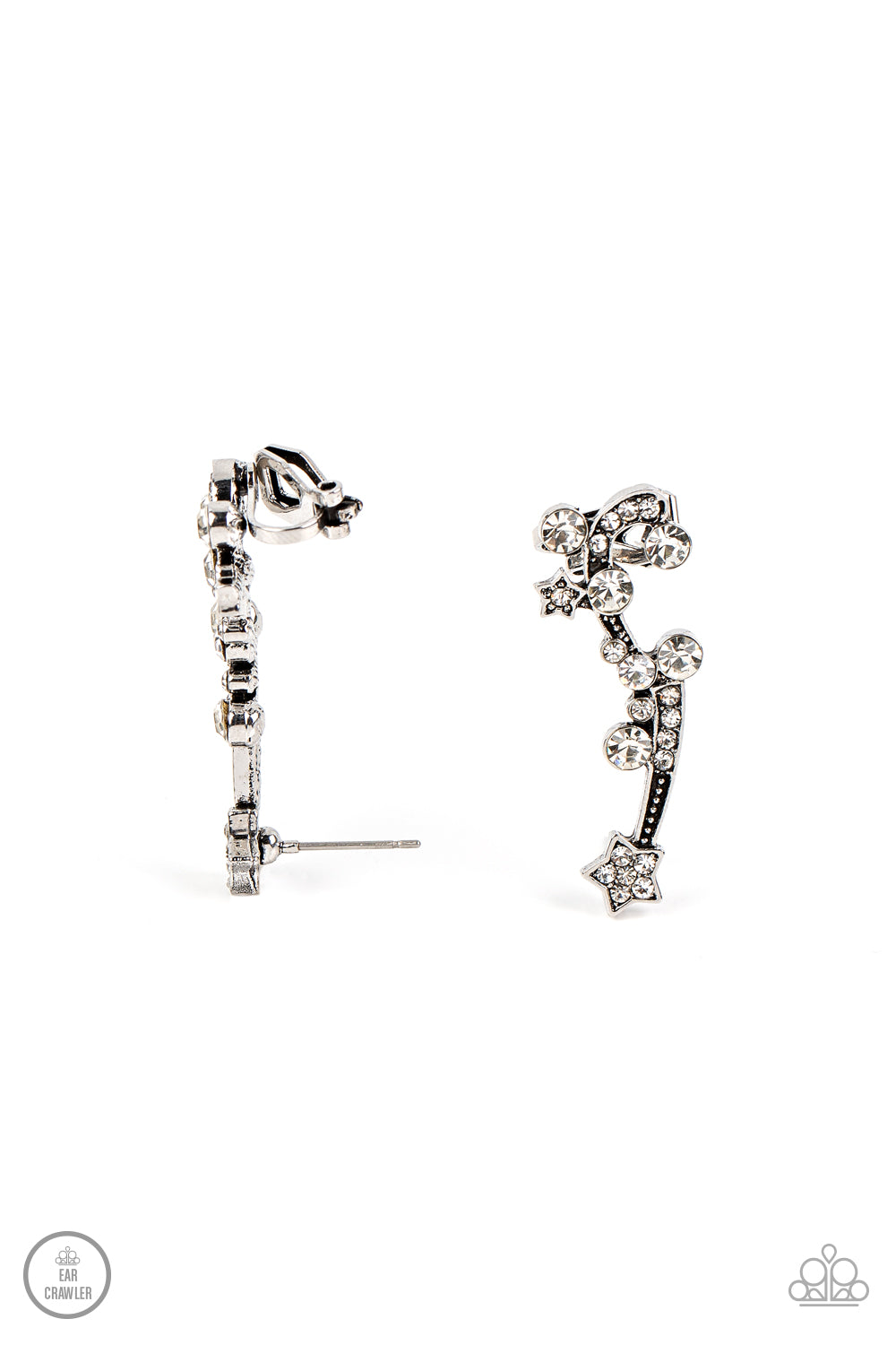 Paparazzi Astral Anthem White Ear Crawler Earrings - P5PO-CRWT-351XX