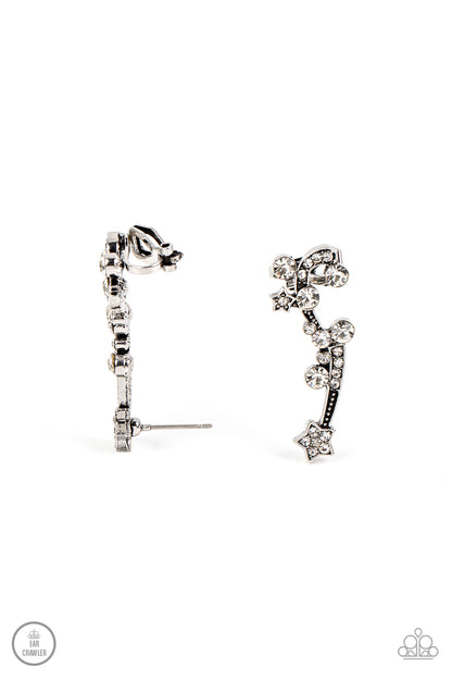 Paparazzi Astral Anthem White Ear Crawler Earrings - P5PO-CRWT-351XX