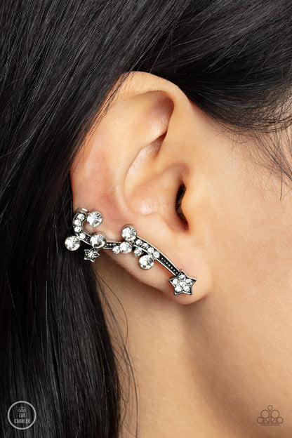 Paparazzi Astral Anthem White Ear Crawler Earrings - P5PO-CRWT-351XX