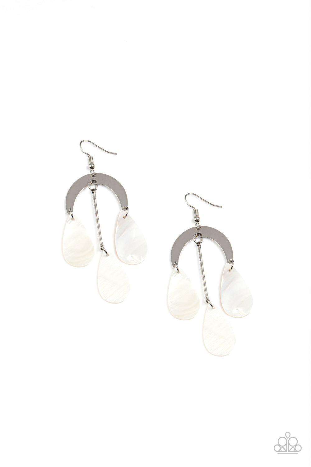 Paparazzi Atlantis Ambience White Fishhook Earrings - P5SE-WTXX-172XX