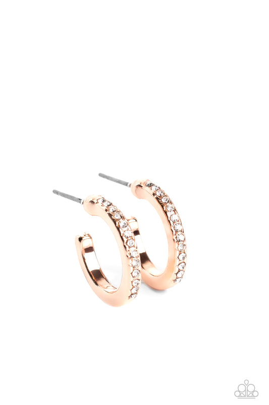 Paparazzi Audaciously Angelic Rose Gold Mini Post Hoop Earrings - P5HO-GDRS-293XX