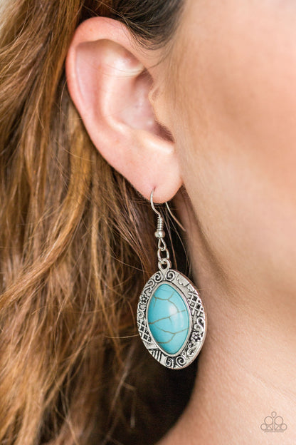 Paparazzi Aztec Horizons Blue Fishhook Earrings