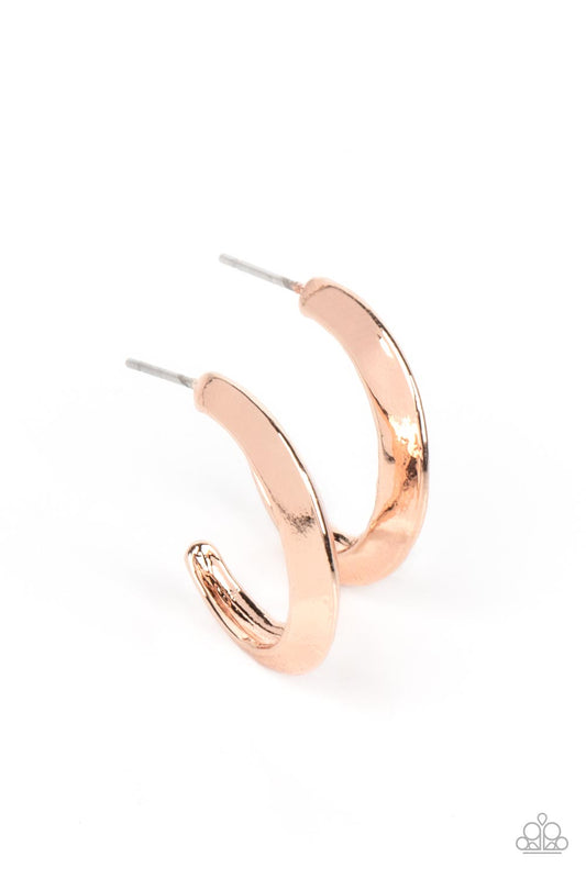 Paparazzi BEVEL Up Rose Gold Mini Post Hoop Earrings - P5HO-GDRS-279XX