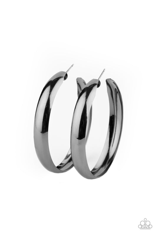 Paparazzi BEVEL In It Black Post Hoop Earrings