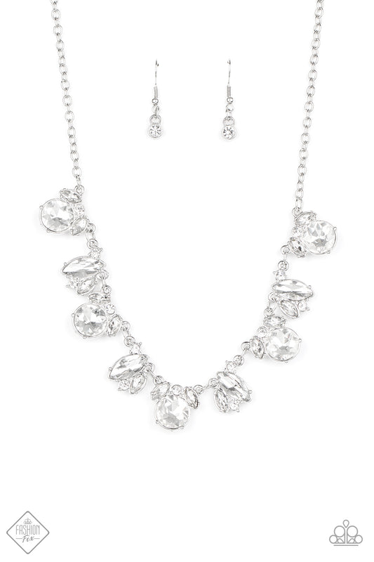 Paparazzi Bling To Attention White Short Necklace - Fashion Fix Fiercely 5th Avenue September 2020 - P2RE-WTXX-491VD