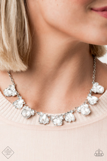 Paparazzi Bling To Attention White Short Necklace - Fashion Fix Fiercely 5th Avenue September 2020 - P2RE-WTXX-491VD