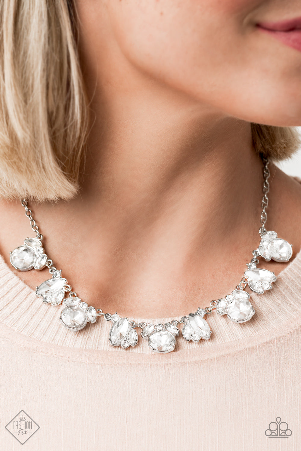 Paparazzi BLING to Attention White Short Necklace Necklace - Fashion Fix Fiercely 5th Avenue September 2020