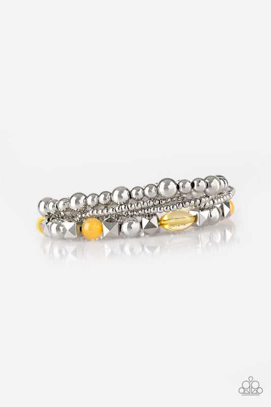 Paparazzi Babe-alicious Yellow Stretch Bracelet