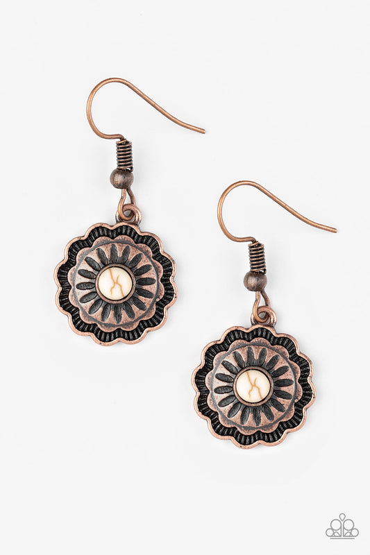 Paparazzi Badlands Buttercup Copper Fishhook Earrings - P5SE-CPXX-053XX