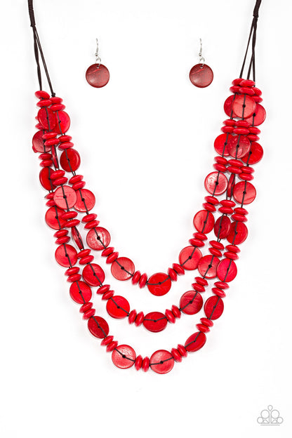 Paparazzi Barbados Bopper Red Short Necklace - P2SE-RDXX-194XX