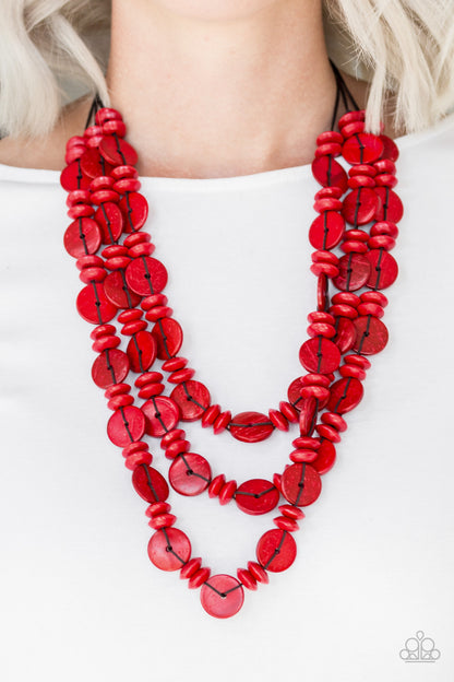 Paparazzi Barbados Bopper Red Short Necklace - P2SE-RDXX-194XX