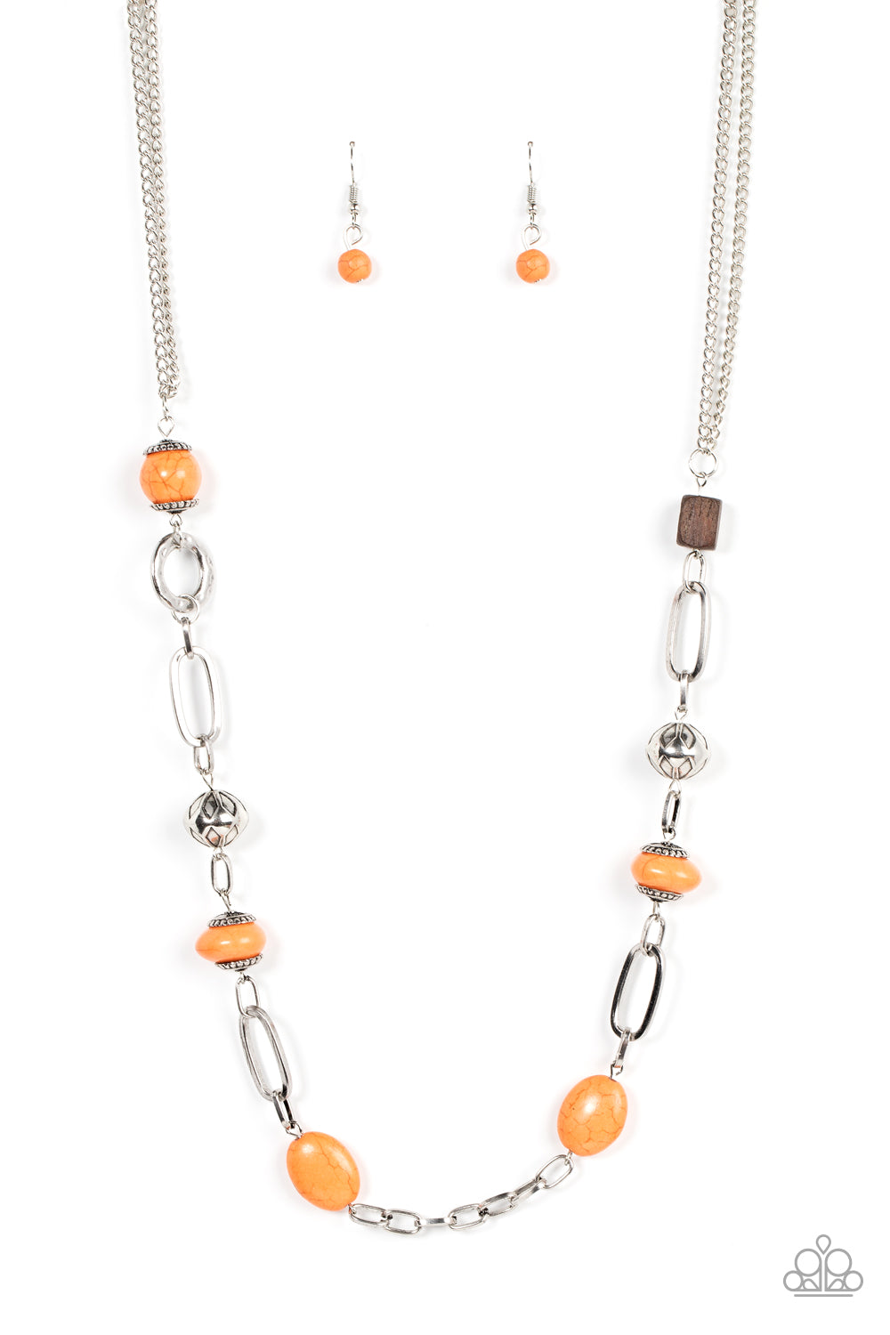 Paparazzi Barefoot Bohemian Orange Long Necklace - P2SE-OGXX-279XX