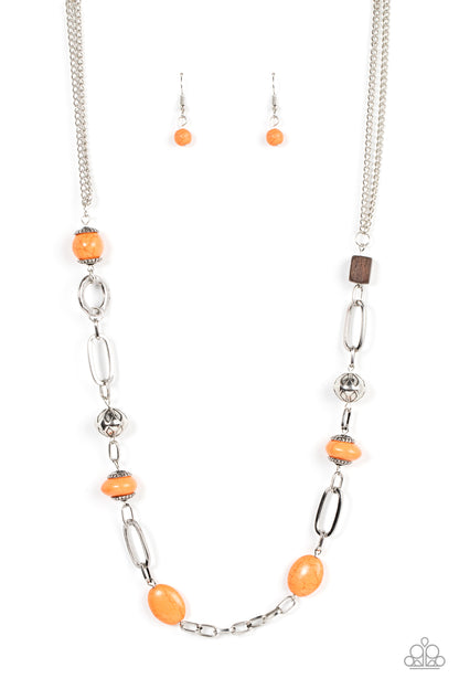 Paparazzi Barefoot Bohemian Orange Long Necklace - P2SE-OGXX-279XX