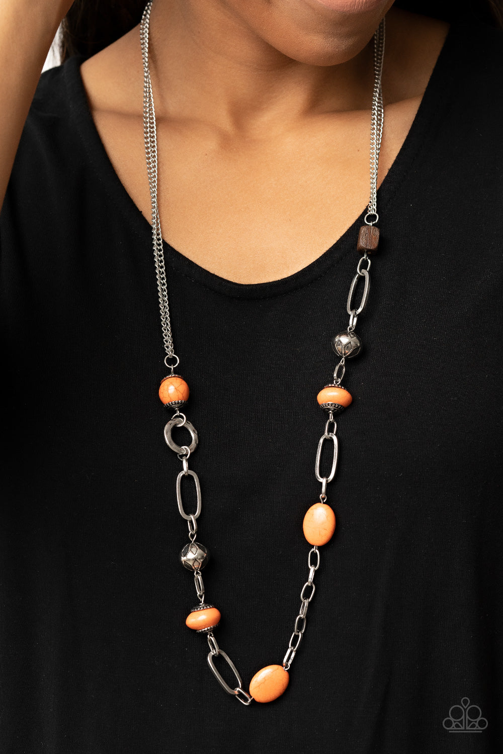 Paparazzi Barefoot Bohemian Orange Long Necklace - P2SE-OGXX-279XX