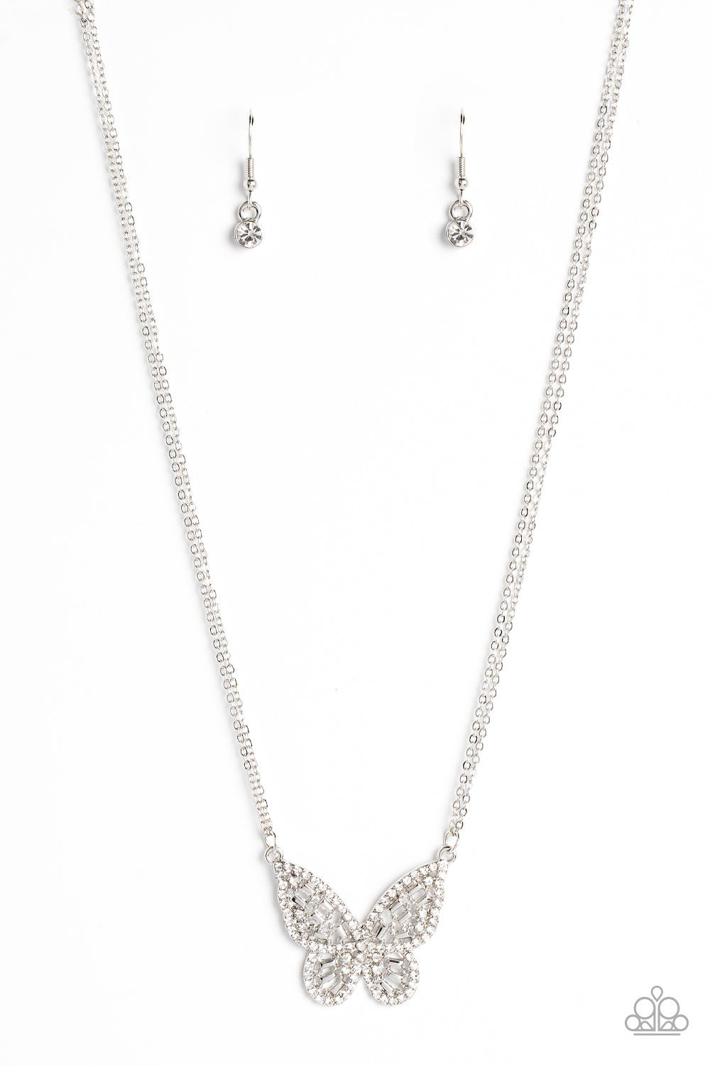 Paparazzi Baroque Butterfly White Short Necklace - P2WH-WTXX-302FS