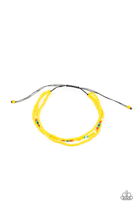 Paparazzi Basecamp Boyfriend Yellow Sliding Knot Bracelet - P9DA-YWXX-026XX