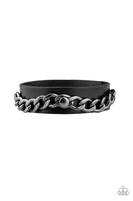 Paparazzi Be The CHAINge Black Men's Single Wrap Snap Bracelet - P9UR-BKXX-372XX