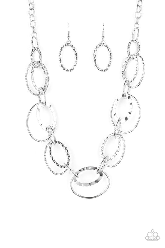 Paparazzi Bend OVAL Backwards Silver Short Necklace - P2IN-SVXX-238XX