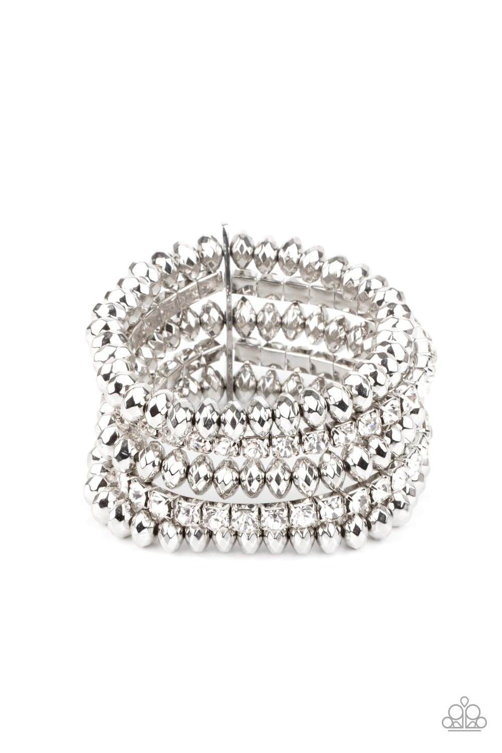 Paparazzi Best of LUXE White Stretch Bracelet - Life Of The Party March 2021